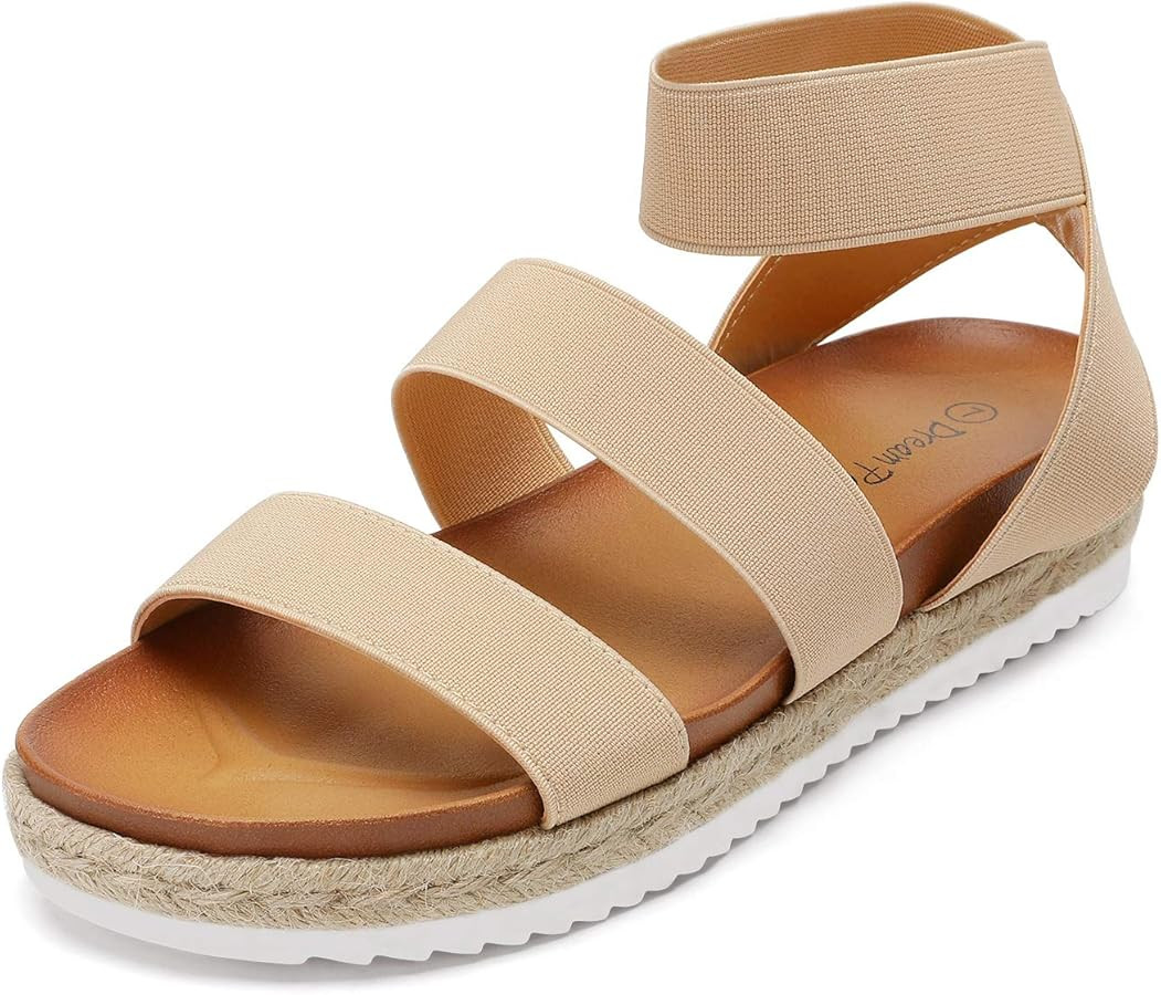 DREAM PAIRS Women’s Open Toe Ankle Strap Espadrille Flatform Platform Wedge Sandals | Amazon (US)