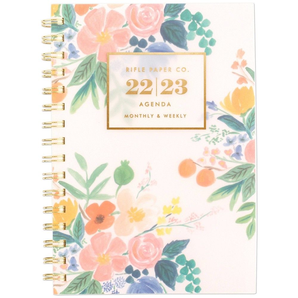 2022-23 Academic Planner Weekly/Monthly Workbook Frosted Poly Watercolor Floral - Rifle Paper Co. fo | Target