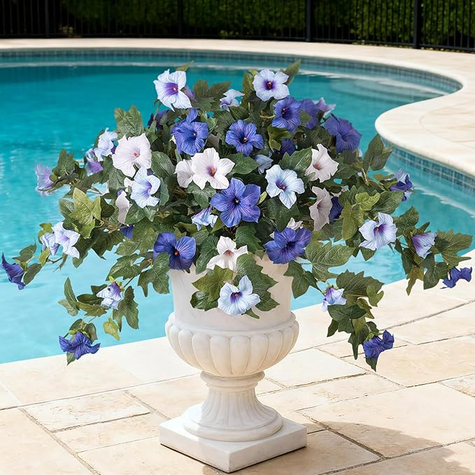 Artificial Fake Petunia Flowers for Outdoor Decoration, 2PCS Faux Silk Petunias Flower for Spring... | Amazon (US)