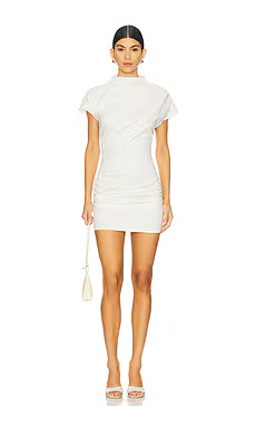 Line & Dot x REVOLVE Archer Draped Mini Dress in Cream from Revolve.com | Revolve Clothing (Global)