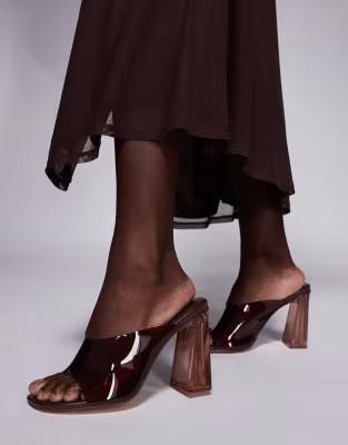 Public Desire Kyoto transparent heeled mules in brown | ASOS (Global)