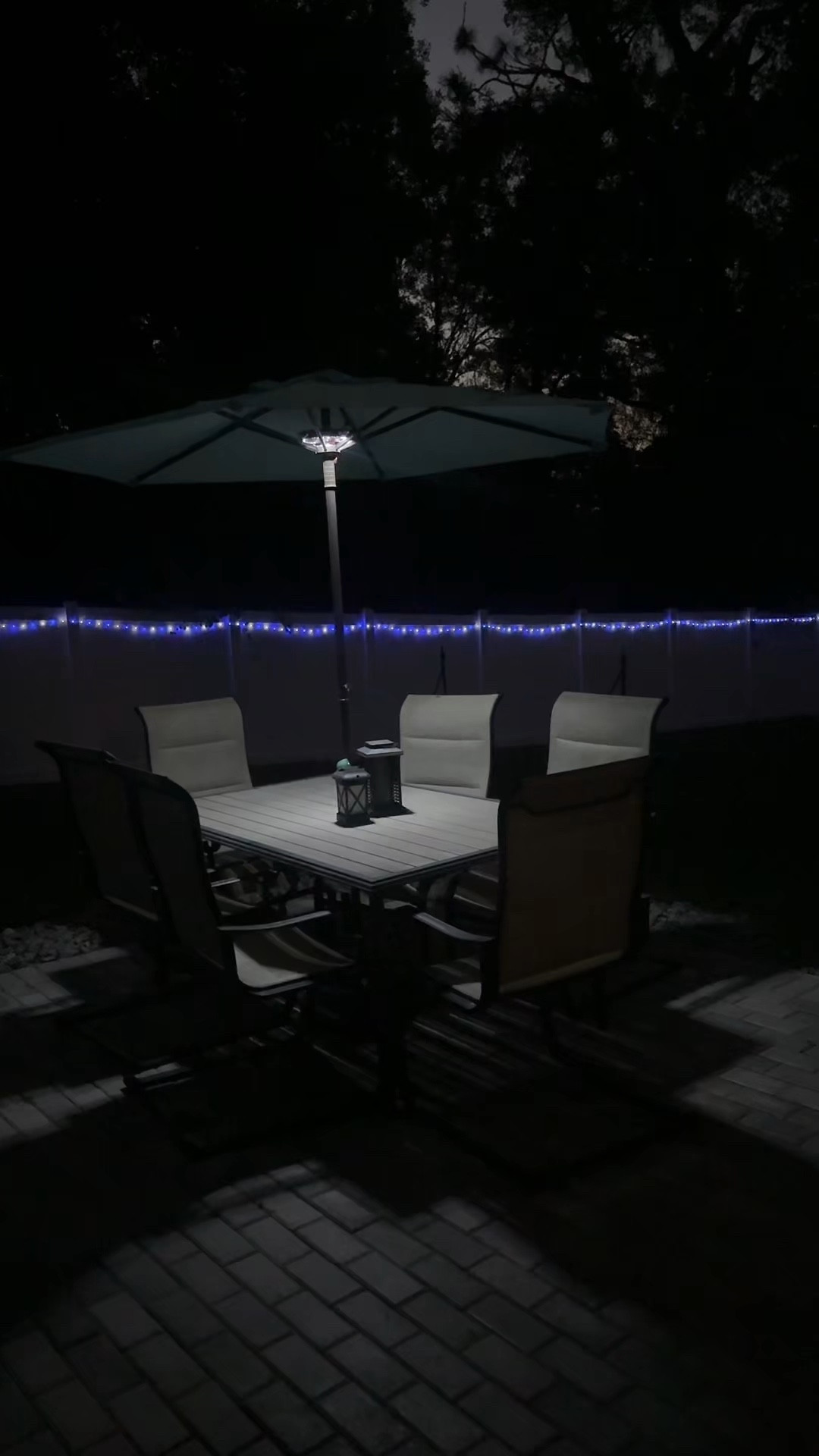 Enjoy sitting outside after the sun goes down with this umbrella, rechargeable light