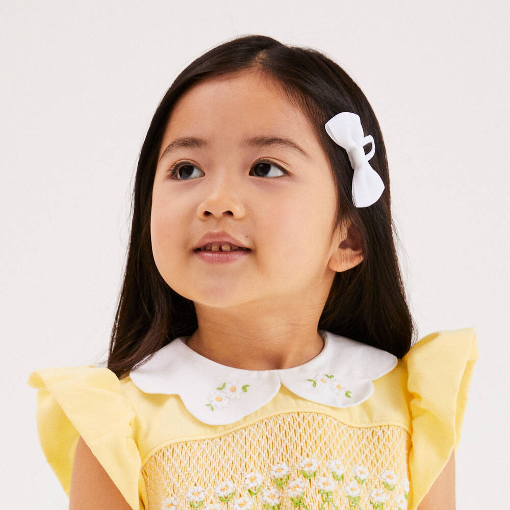 White Bow Hair Clips (2 Pack) | Childrensalon