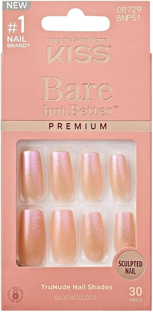 KISS False Nails Kit, Bare but Better Ready to Wear Sculpted Nails, Stick and Glue Included, Long... | Amazon (US)