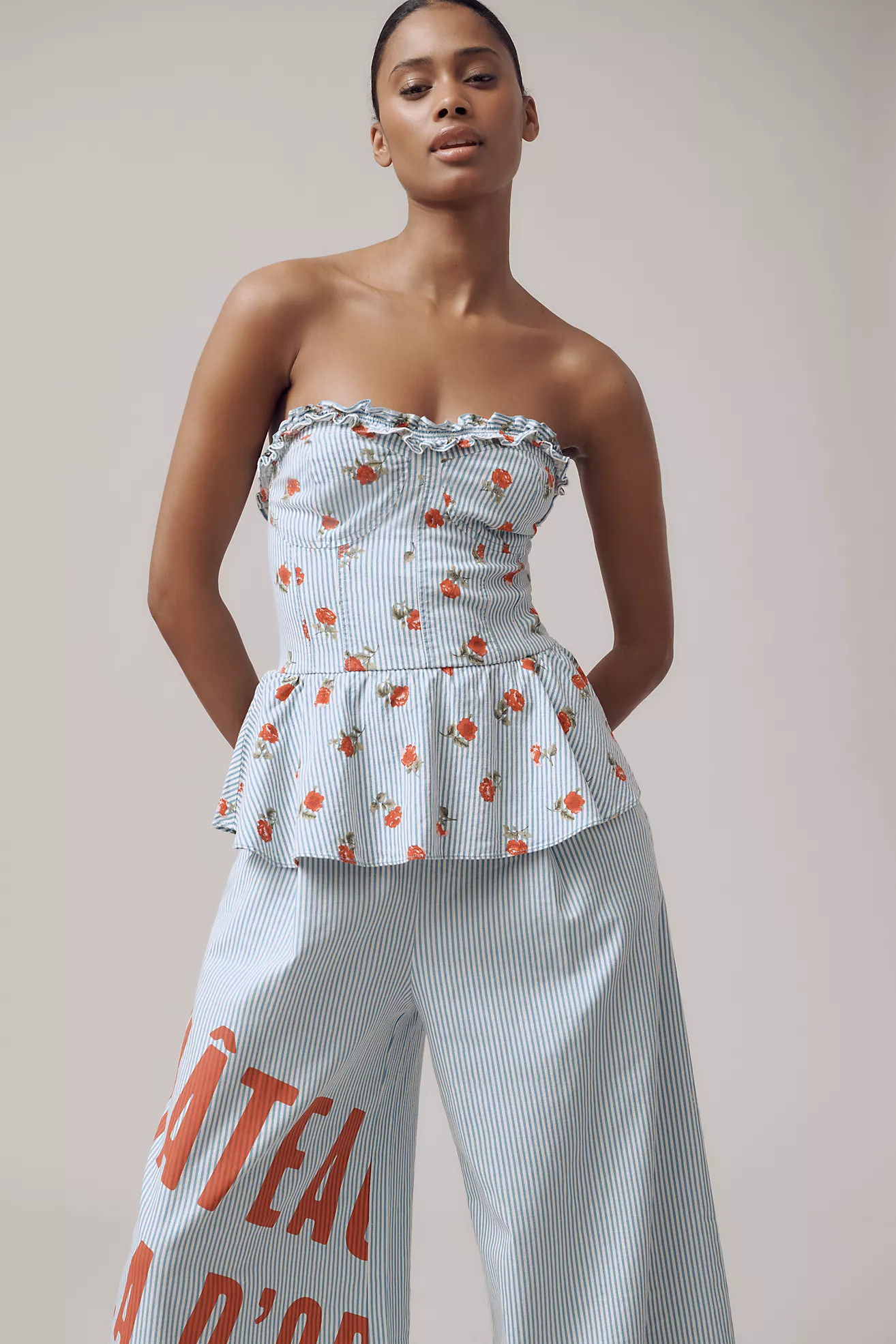 Maeve Wide-Leg Peplum Linen Sleeveless Jumpsuit | Anthropologie (US)