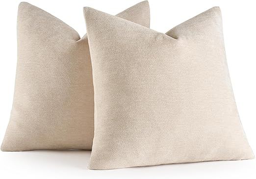 MIULEE Pack of 2 Cream Decorative Pillow Covers 18x18 Inch Soft Chenille Couch Throw Pillows Farm... | Amazon (US)