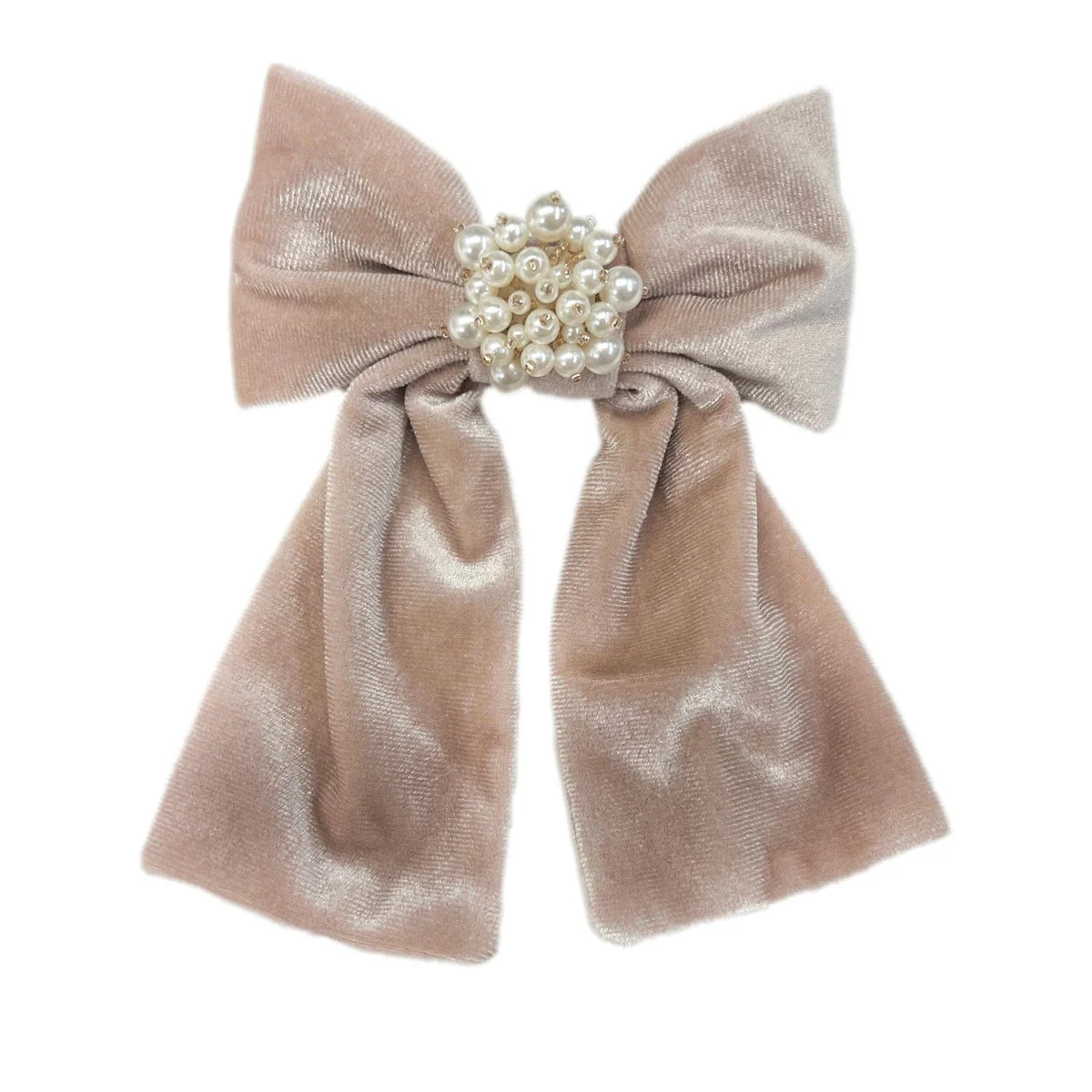 Dusty Pink Velour Hair Bow | petite maison kids