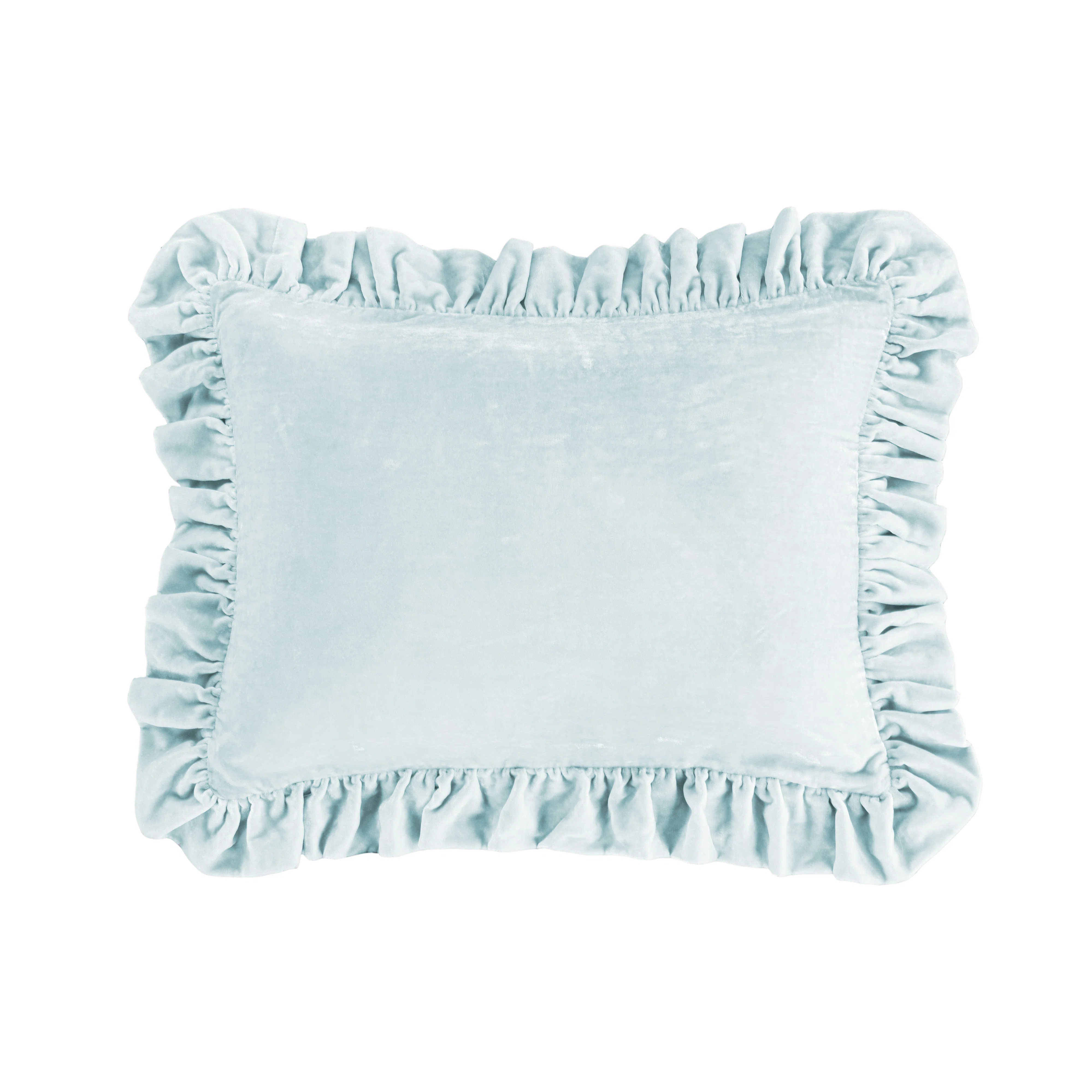 Stella Solid Faux Silk Velvet Ruffled Romantic Western 16x21 inch Oblong Pillow | Birch Lane
