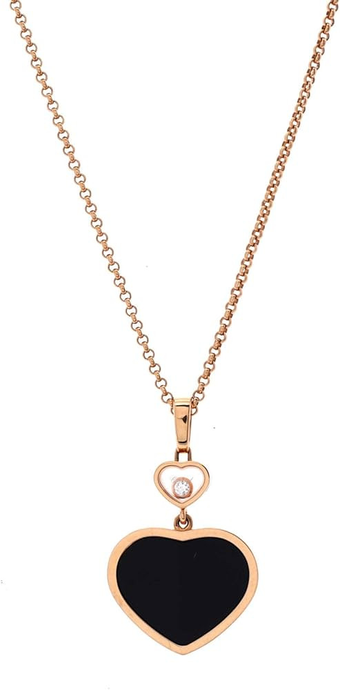 Amazon.com: Chopard, Pre-Loved Happy Hearts Pendant Necklace 18K Rose Gold with Onyx and 1 Floati... | Amazon (US)