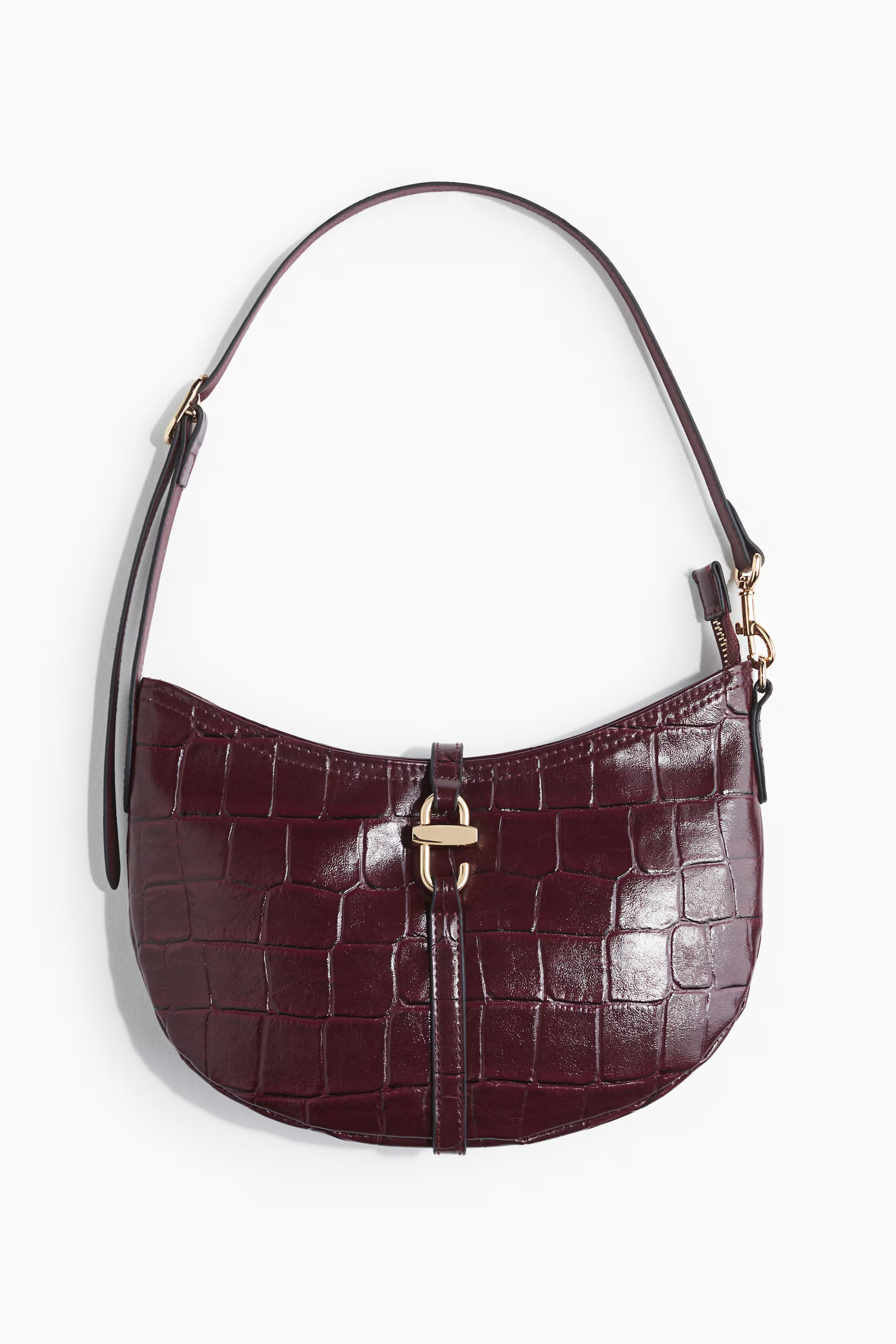 Shoulder bag - Burgundy/Crocodile pattern - Ladies | H&M GB | H&M (UK, MY, IN, SG, PH, TW, HK)
