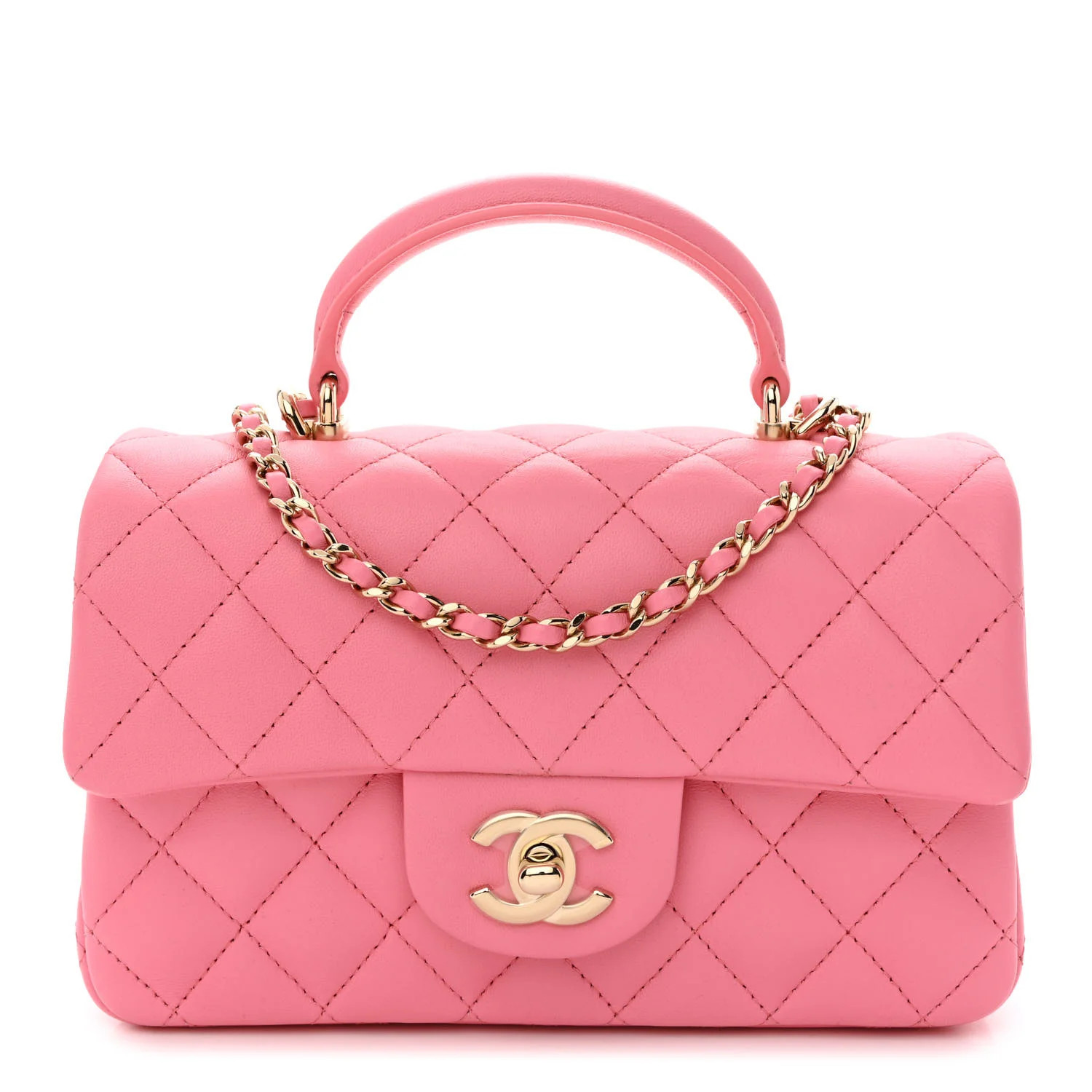 Caviar Quilted Mini Top Handle Rectangular Flap Pink | FASHIONPHILE (US)