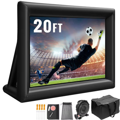 VEVOR Inflatable Movie Screen 20FT Inflatable Projector Screen for outside with 350W Air Blower Inflatable Screen Oxford Fabric Material, Black | Target