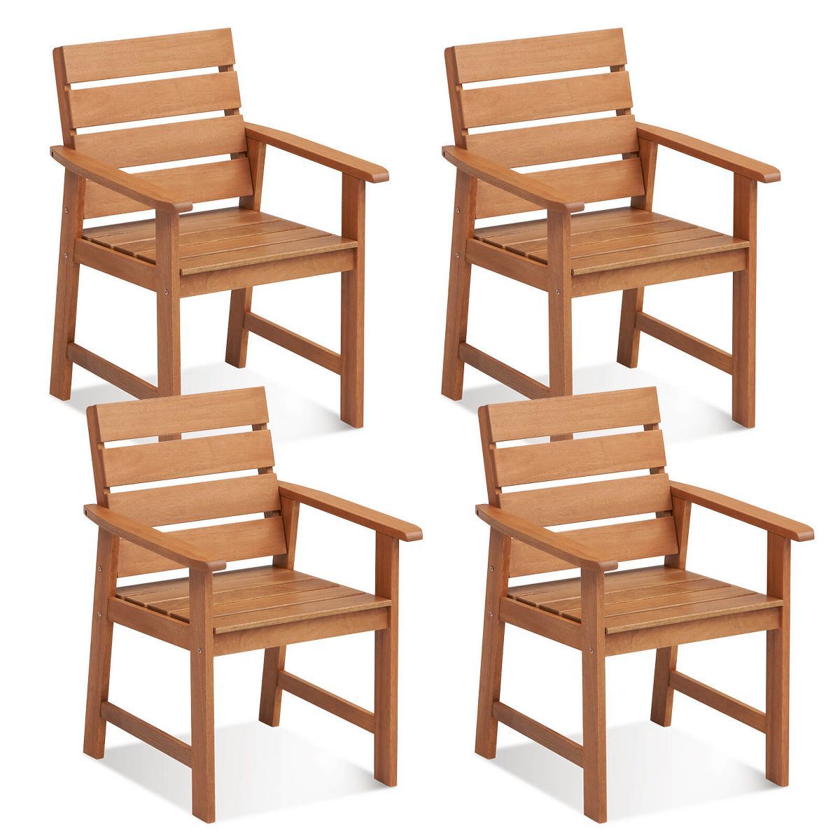 Costway 2/4 PCS Patio Hardwood Chair Wood Dining Armchairs Breathable Slatted Seat Garden | Target