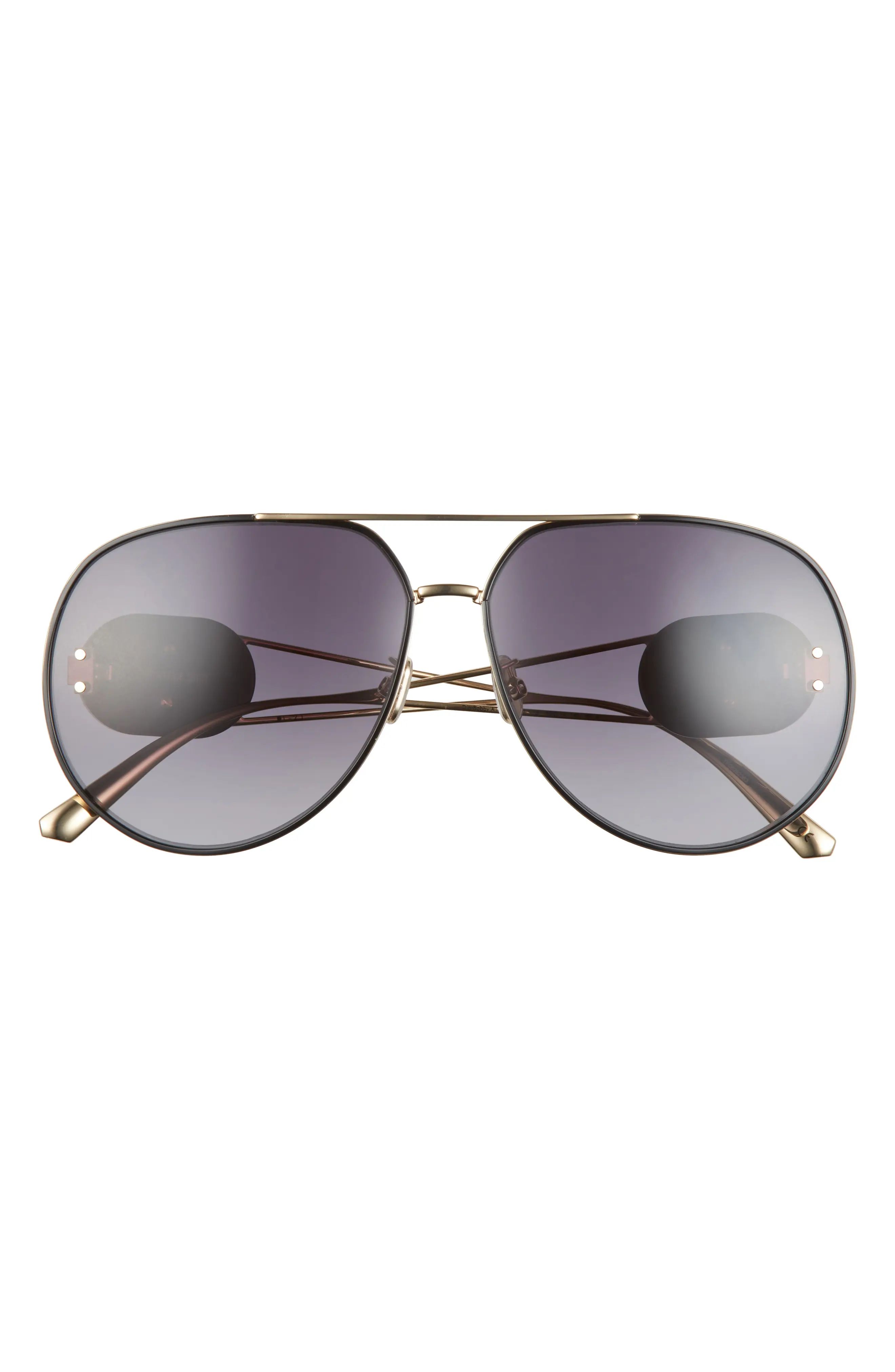 Christian Dior Dior Bobby 65mm Aviator Sunglasses in Shiny Nickel Tin /Smoke at Nordstrom | Nordstrom