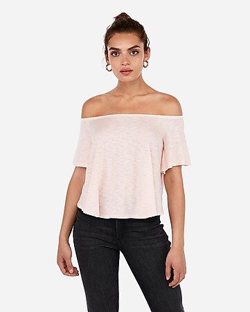 express one eleven slub off the shoulder relaxed tee | Express