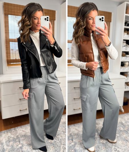 Cargo trousers styled two ways. 
Pants/medium
Vest and jacket/ small
Top/smalll

#LTKSeasonal #LTKHoliday #LTKstyletip