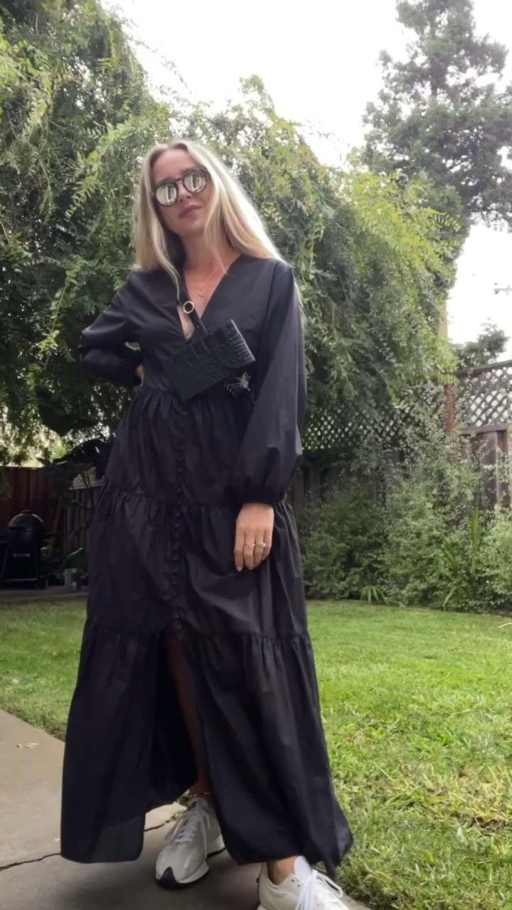 Summer to fall transition. 🖤🤎🍂

Paired sneakers with a dress and trench as an easy transition between seasons. 

#LTKstyletip #LTKSeasonal