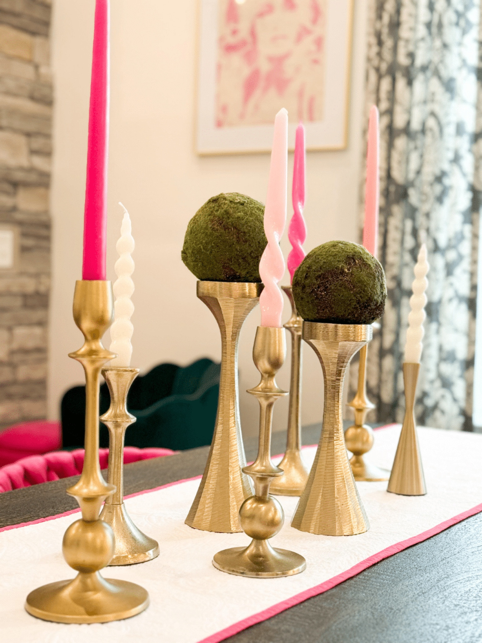pink tablescape inspiration | dining room decor | gold and pink | candlesticks

#LTKHome