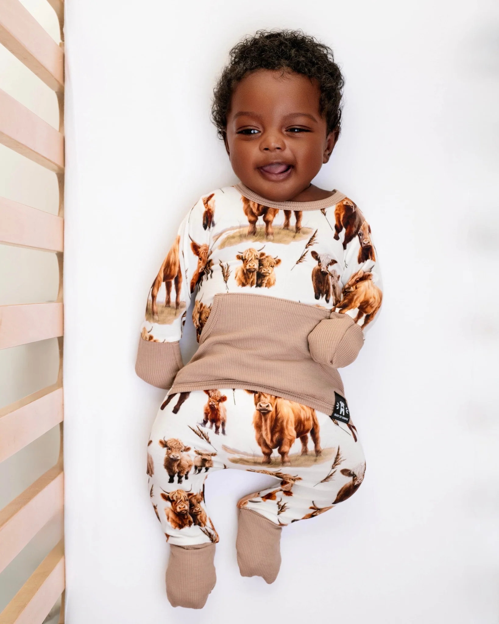 Front Opening Ready Set Romper® in Highland Dreams & Ribbed Sandstone | Ready Set Romper ®