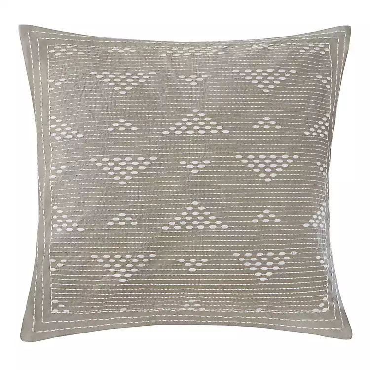 New! Taupe Embroidered Triangle Accent Pillow | Kirkland's Home
