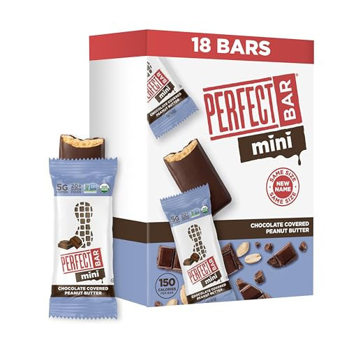 Perfect Bar Mini, Chocolate Covered Peanut Butter Protein Bar, Protein Snack, Snack Bar, Organic, Gluten Free, Soy Free, Non GMO, No Sugar Alcohols, 1.05 Ounce Bar, 18 Count | Amazon (US)