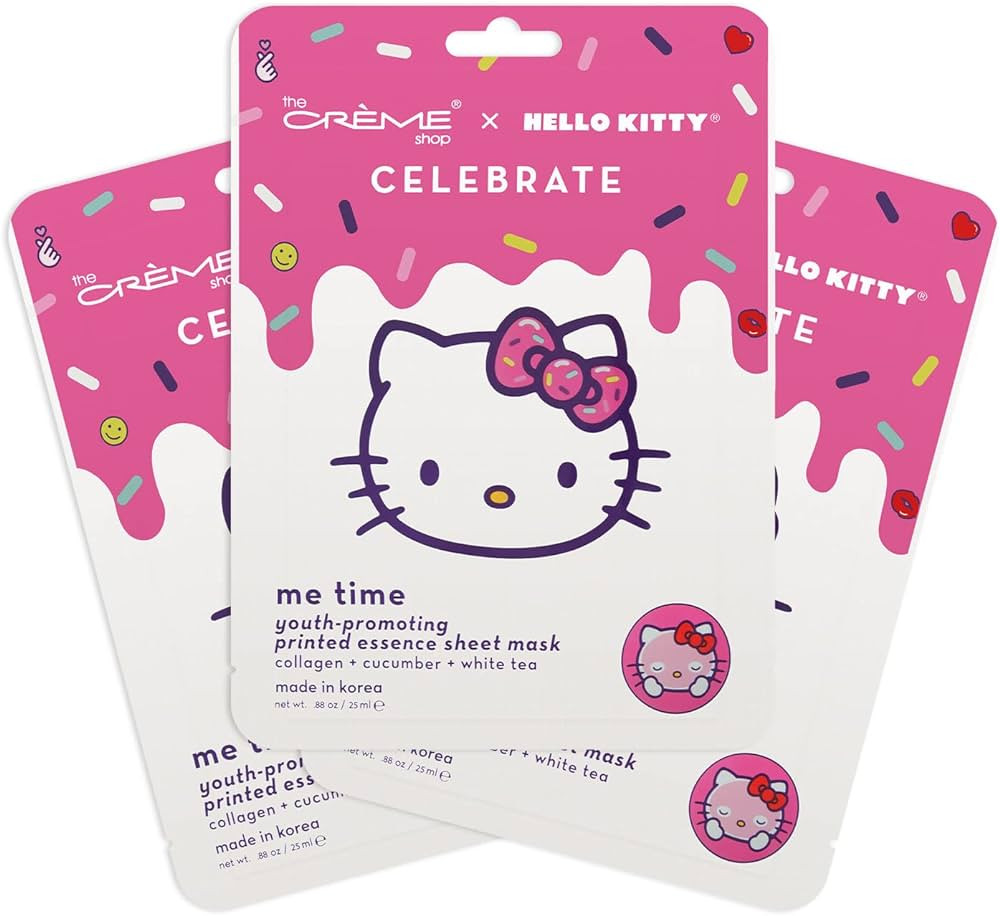 The Crème Shop | Hello Kitty CELEBRATE - Me Time! Youth-Promoting Sheet Mask (3 Pack), for Plump... | Amazon (US)