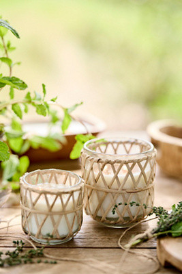 Summer Nights Rattan Citronella Candle in Neutral, Size: Medium at Terrain | Terrain