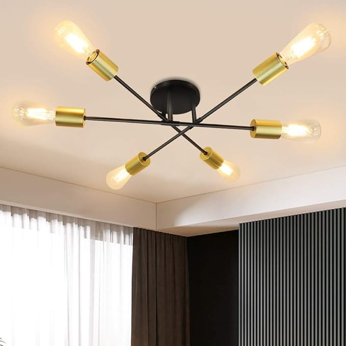 Depuley 6 Lights Semi Flush Mount Ceiling Light, Adjustable Modern Sputnik Chandelier, Industrial... | Amazon (US)