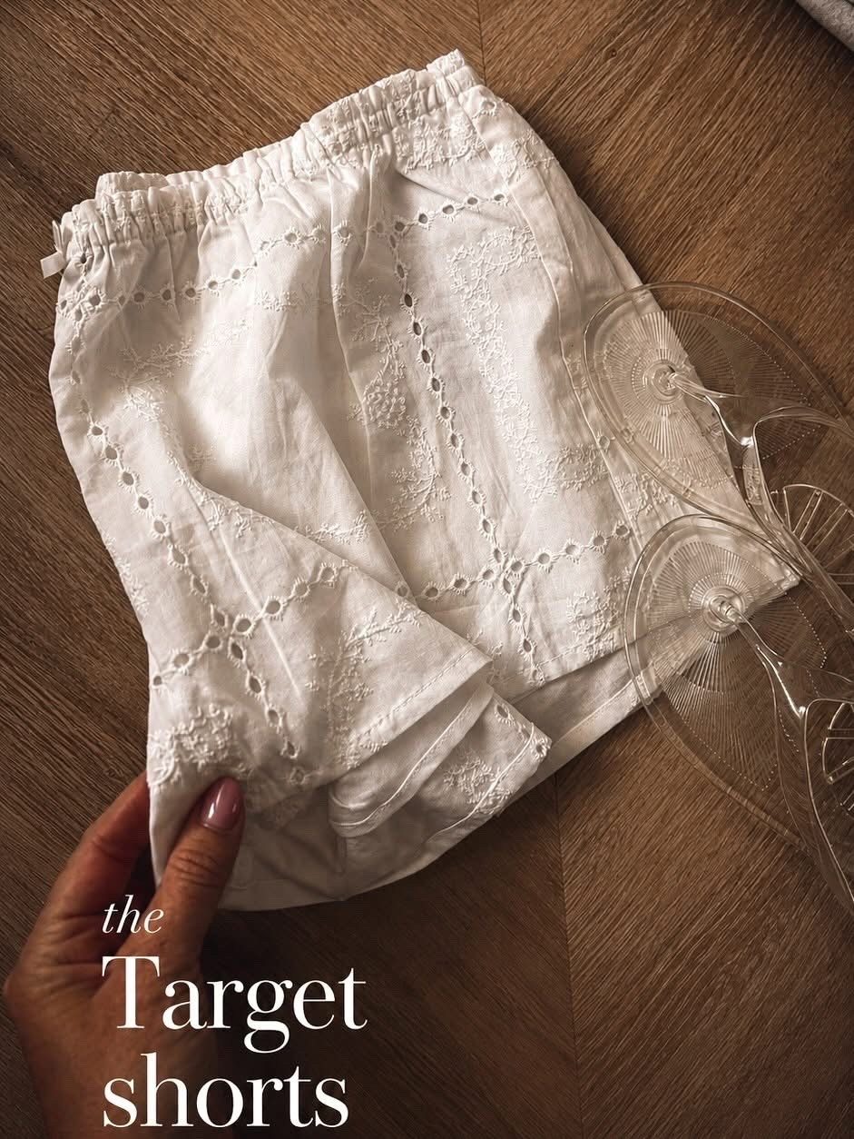 These Target shorts! So cute and also come in red + lined! Love the details! ✨🤍

Vacation outfit. Cover up. Beach shorts. Summer outfits.