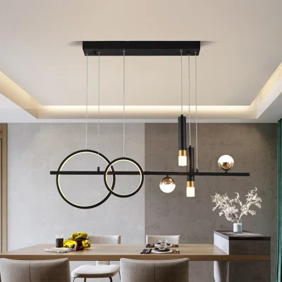 Lorisa 6 - Light Black Kitchen Island Linear LED Pendant | Wayfair North America