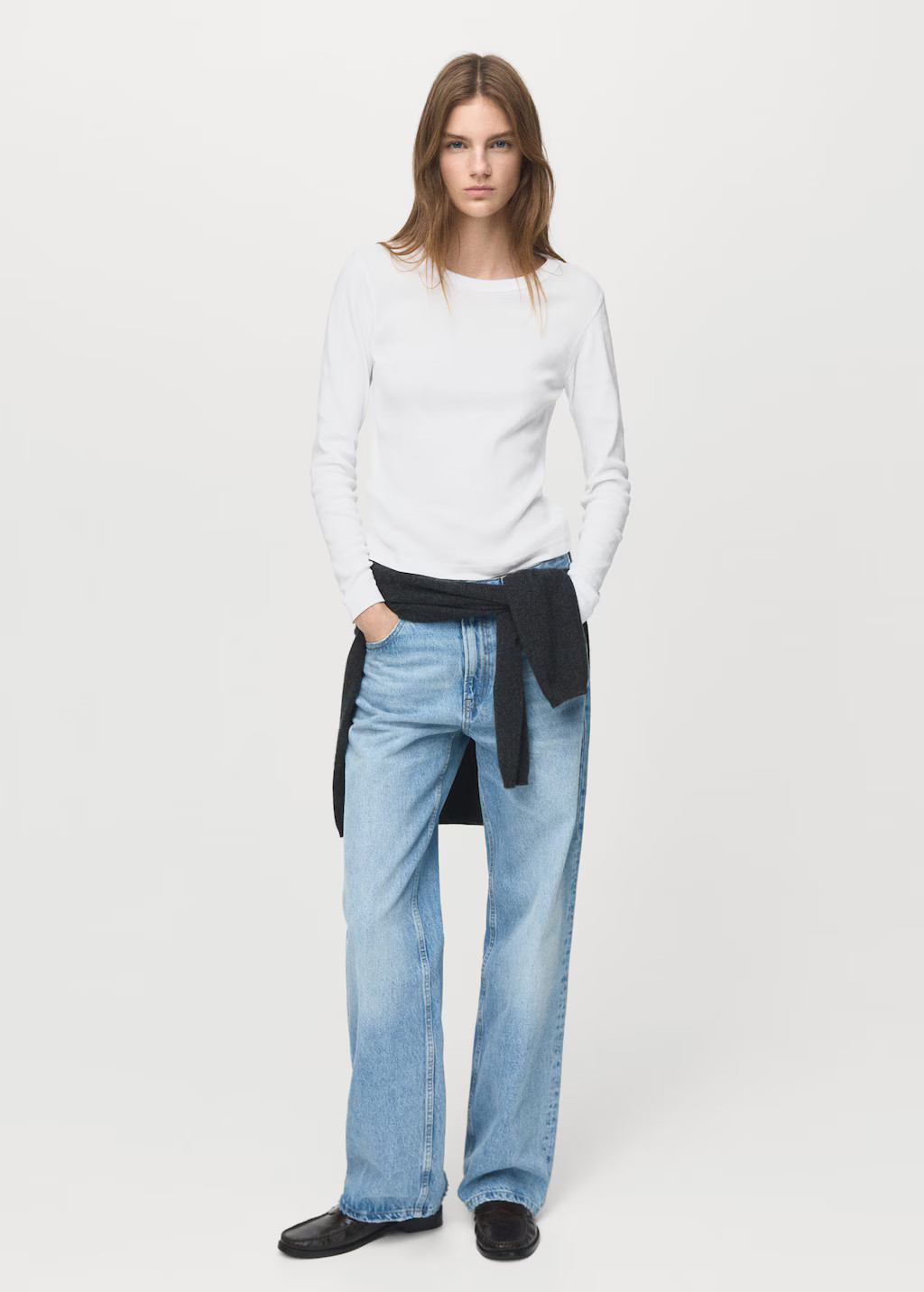 Long sleeve cotton t-shirt white - Woman - L - MANGO | MANGO (UK)