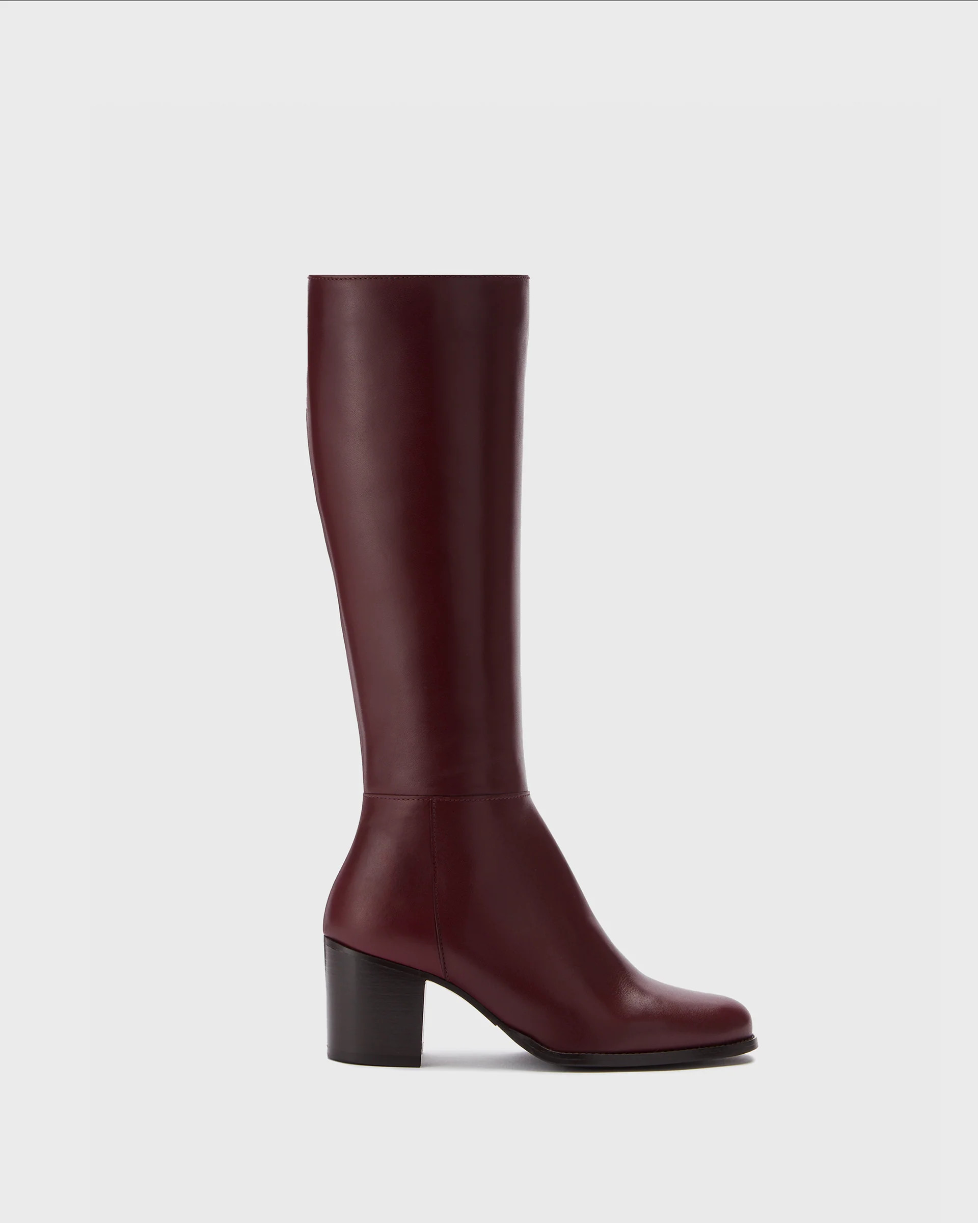 Dalia Standard Knee High Boots in Burgundy Leather | DuoBoots