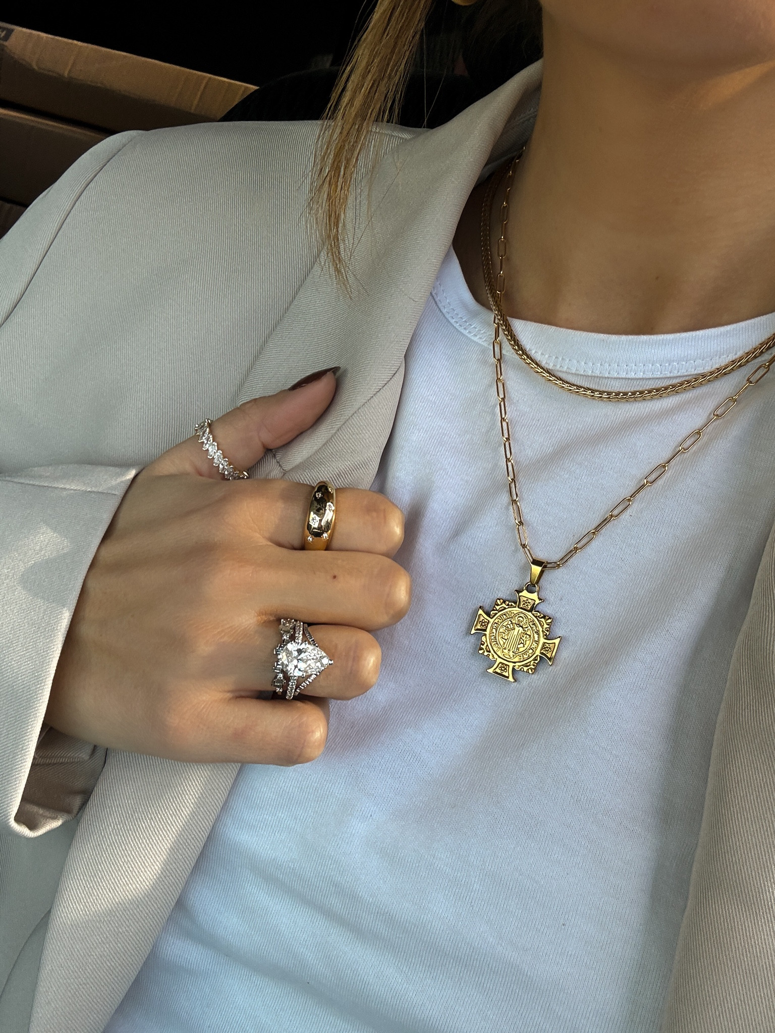 Gold layering pendant + chain necklace stack 

Ring stack | necklace stack | jewelry | layered jewelry | gold statement necklace 

#LTKstyletip #LTKfindsunder100 #LTKGiftGuide