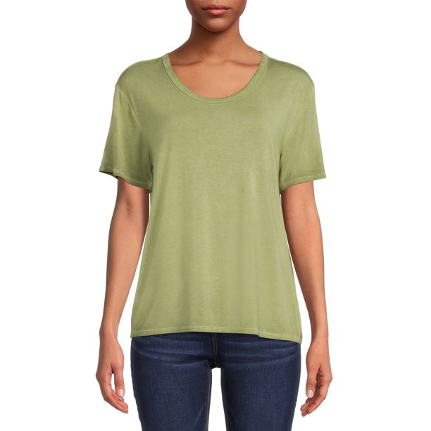 Time and Tru Women's Washed Scoop Neck | Walmart (US)