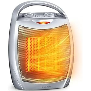 GiveBest Portable Electric Space Heater with Thermostat, 1500W/750W Safe and Quiet Ceramic Heater Fan, Heat Up 200 Square Feet for Office Room Desk Indoor Use, Silver | Amazon (US)