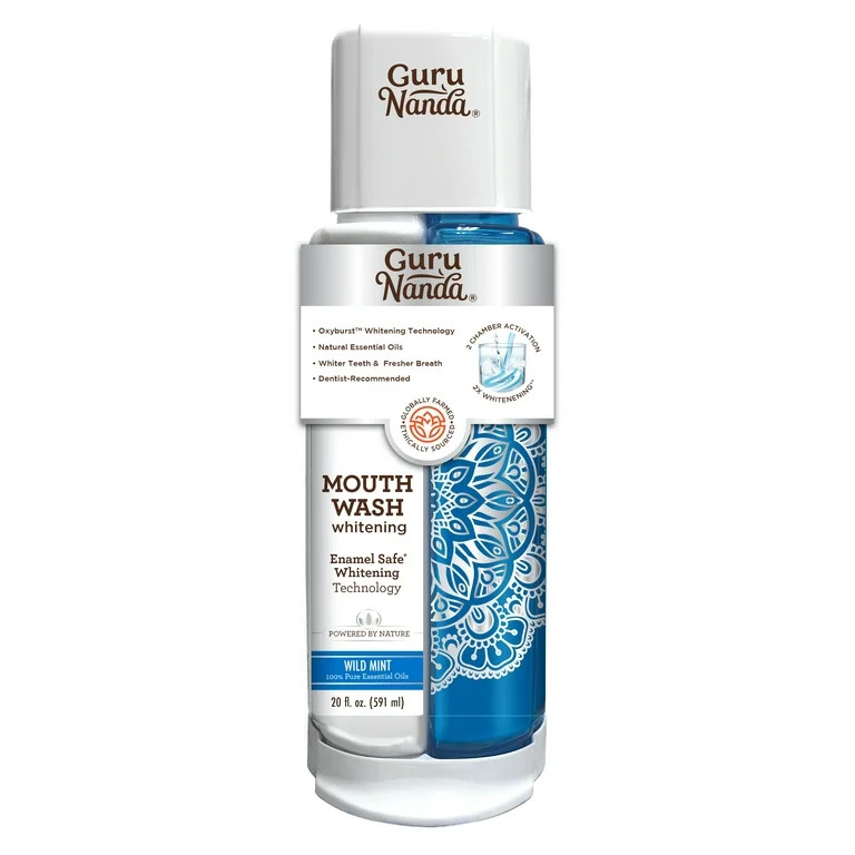 GuruNanda Dual Barrel Natural Mouthwash - Oral Rinse - Alcohol & Fluoride Free, Wild Mint, 20 oz | Walmart (US)