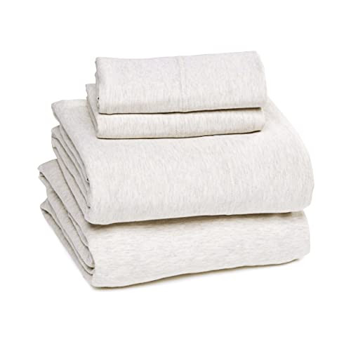 Amazon Basics Cotton Jersey Bed Sheet Set - King, Oatmeal | Amazon (US)