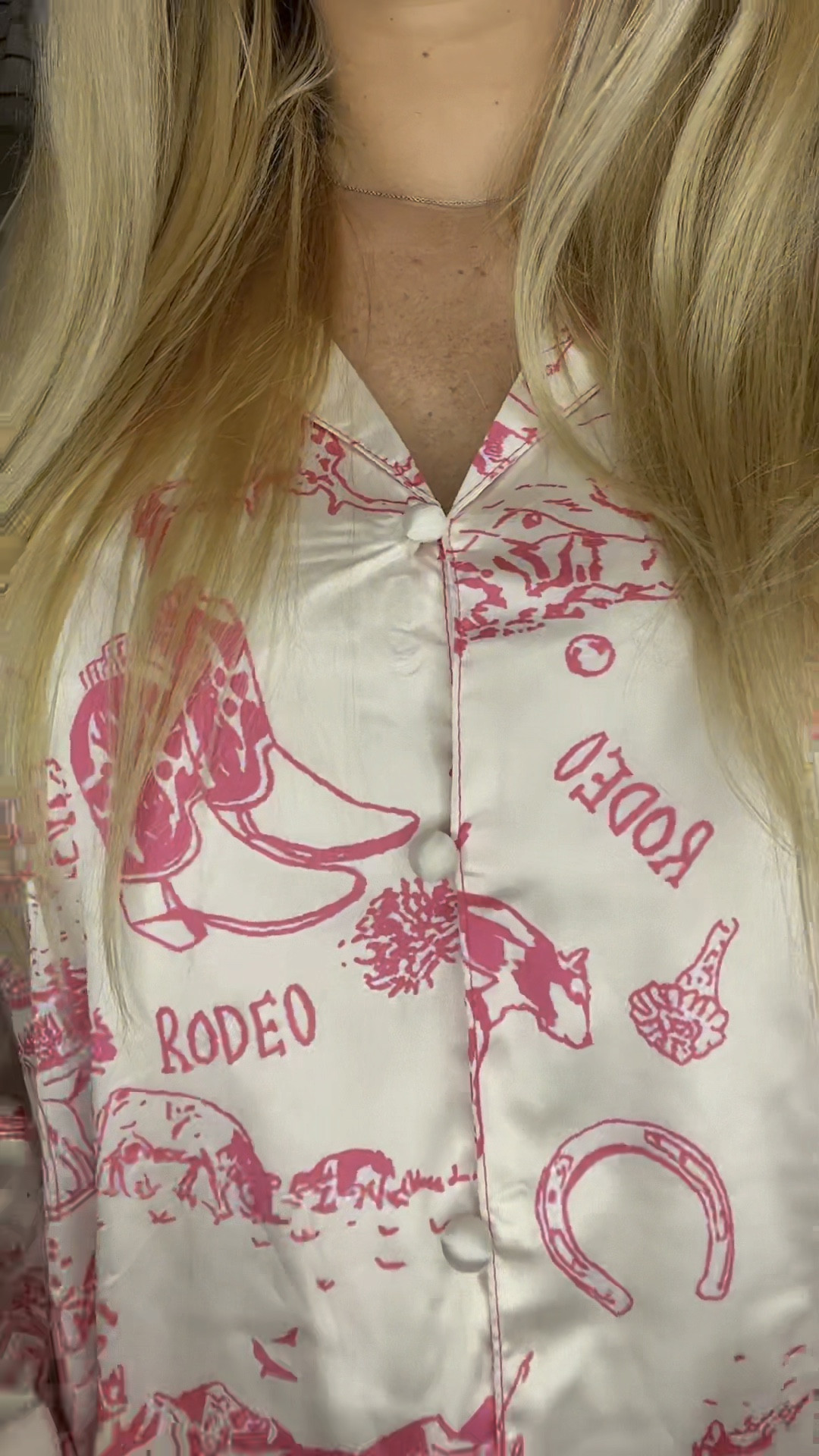 Pink western print satin pajama set. FP look for less.

TTS

#LTKTravel #LTKFindsUnder50 #LTKBump