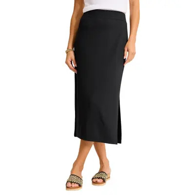 Tommy Bahama Drapey Ponte Midi Skirt in Black at Nordstrom, Size Large | Nordstrom