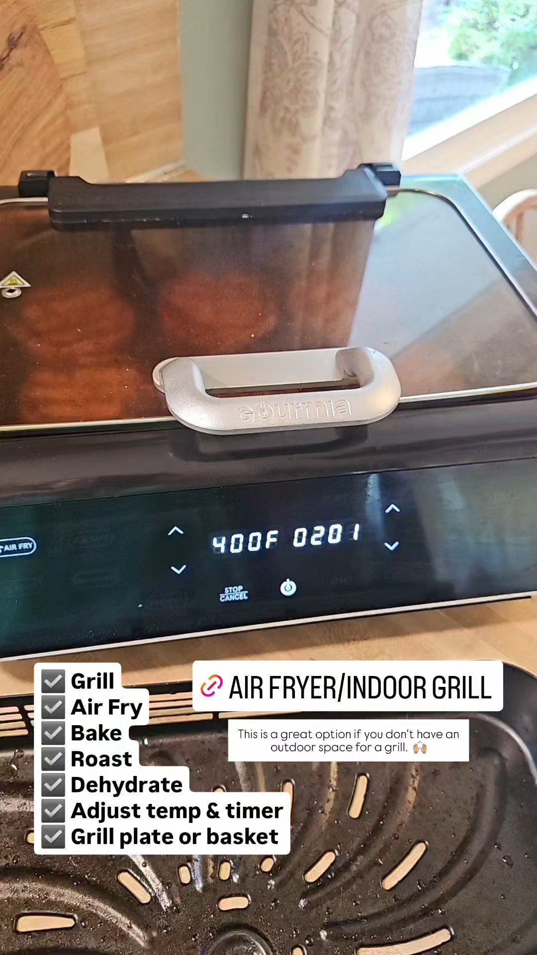Grilling season is here and thisnis a great option if you don't have an outdoor space for grilling.  It also is an air fryer, and you can roast, bake, and Dehydrate foods as well!🙌🏼 I love this thing, plus its 21% off right now! Kitchen, air fryer, grill

#LTKFindsUnder100 #LTKSaleAlert #LTKHome
