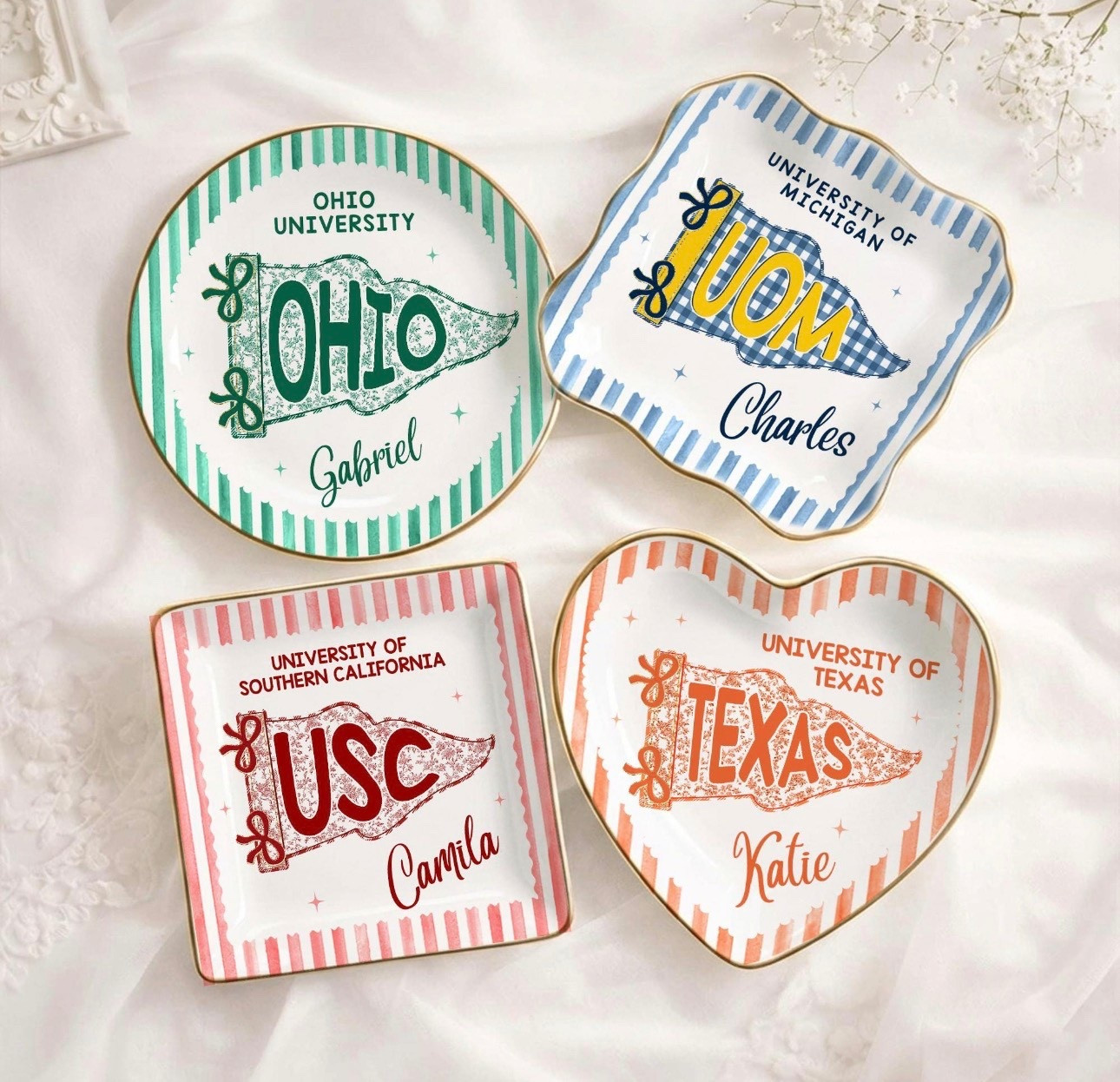 Cute, affordable graduation gift. 

Jewelry holder. Jewelry dish. Ring dish.