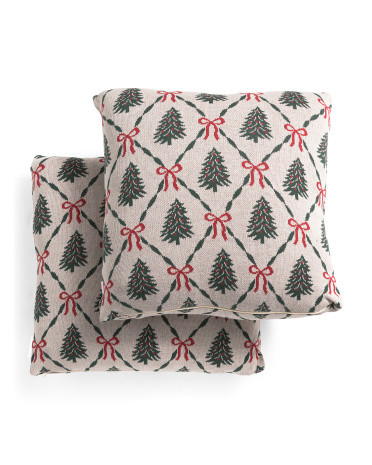 Set Of 2 20x20 Multi Tree With Bow Pillows | TJ Maxx