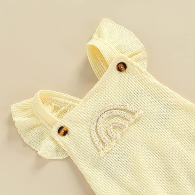 Hnyenmcko Newborn Baby Boy Girls Clothes Infant Rainbow Romper Waffle Ruffled Sleeveless Backless... | Amazon (US)