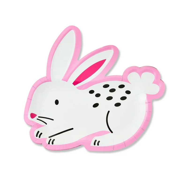 Easter Pink and White Bunny-Shaped Disposable Paper Plates, 10 in x 8.5 in, 8 Count, by Way To Ce... | Walmart (US)