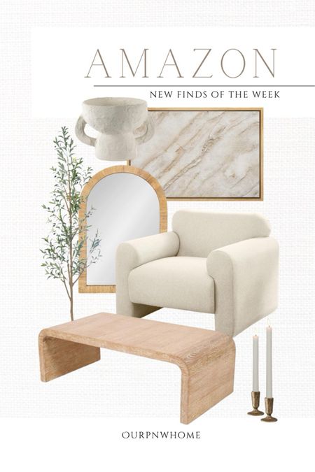 NEW Amazon home finds of the week!

Neutral home, modern coffee table, modern furniture, rectangular coffee table, neutral coffee table, armchair, accent chair, Amazon furniture, modern artwork, abstract wall art, geometric wall art, arched wall mirror, faux olive tree, vases, home decor, modern decor, gold candlesticks, tapered candle holders

#LTKHome #LTKStyleTip #LTKSeasonal