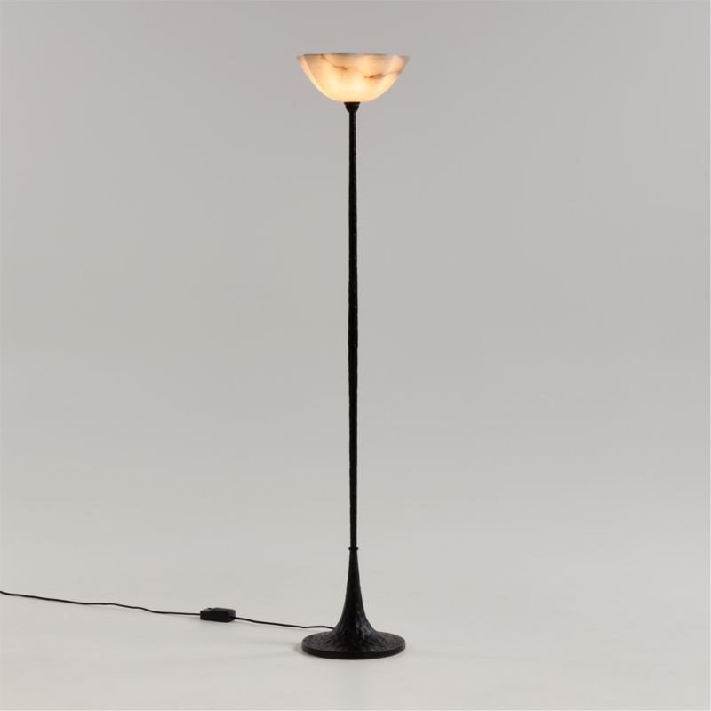 Le Cime Metal Torchiere Floor Lamp with Alabaster Shade by Athena Calderone | Crate & Barrel | Crate & Barrel