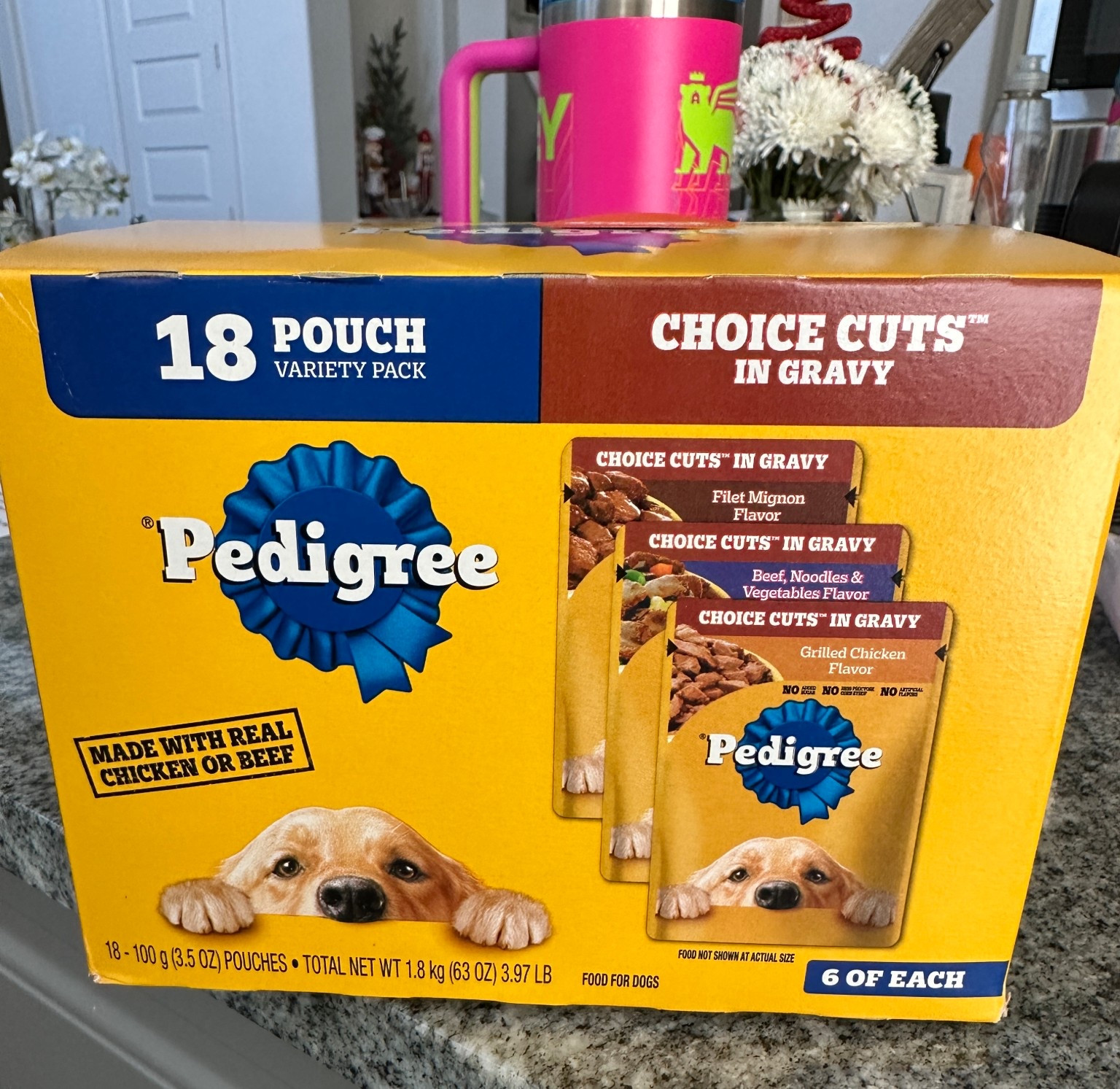 Started mixing in some of this Pedigree Choice Cuts in Gravy in my dogs food in the mornings. Sold in Variety Pack Pouches. #pedigree #dogfood #food #dogs #individualdogfood 