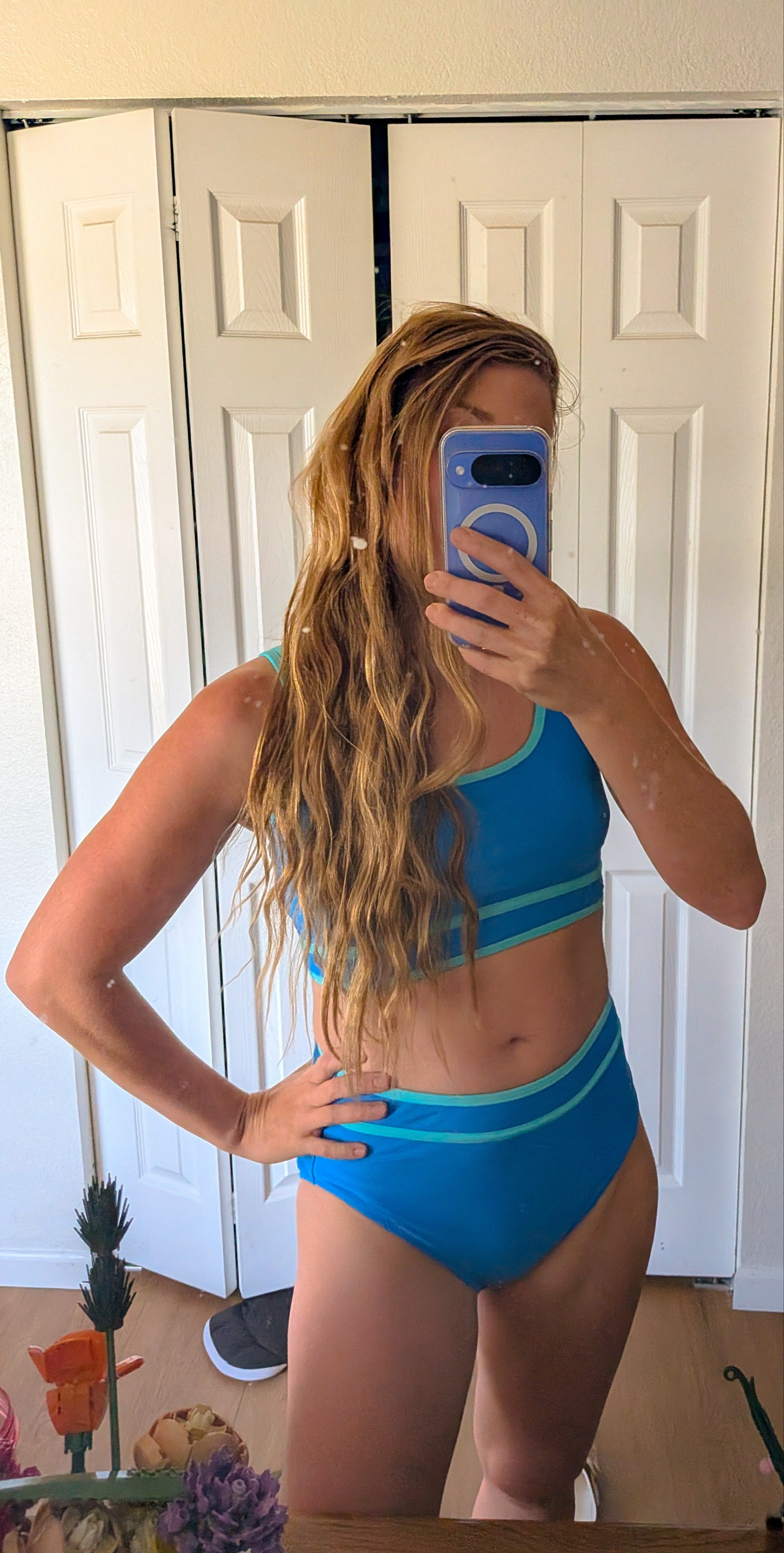 Mom approved swimwear! High waisted bottoms that have full covered. Love the stay put top too with adjustable straps. I am 5'6" and 140lbs. Size medium! Fit perfect. 

#LTKgrwm #LTKmomlife #LTKootd