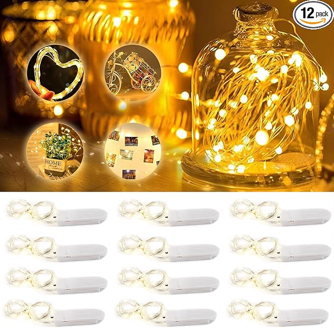 Fairy Lights String Lights 12 Pack 7ft 20LED Halloween Silver Wire Wedding Decor Party Decoration... | Amazon (US)