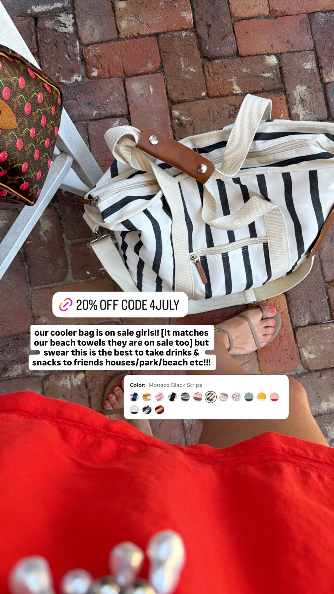 our cooler bag is on sale girls!! [it matches our beach towels they are on sale too] but swear this is the best to take drinks & snacks to friends houses/park/beach etc!!!